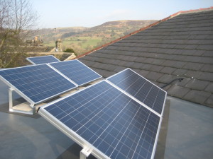 solar panels installed on flat roof in Yorkshire